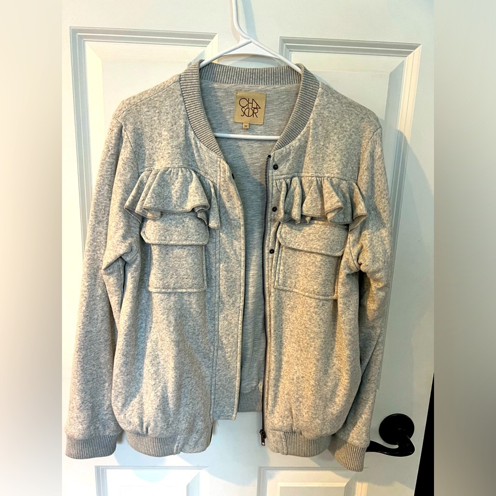 Chaser brand Sweatshirt Bomber Jacker with ruffles
